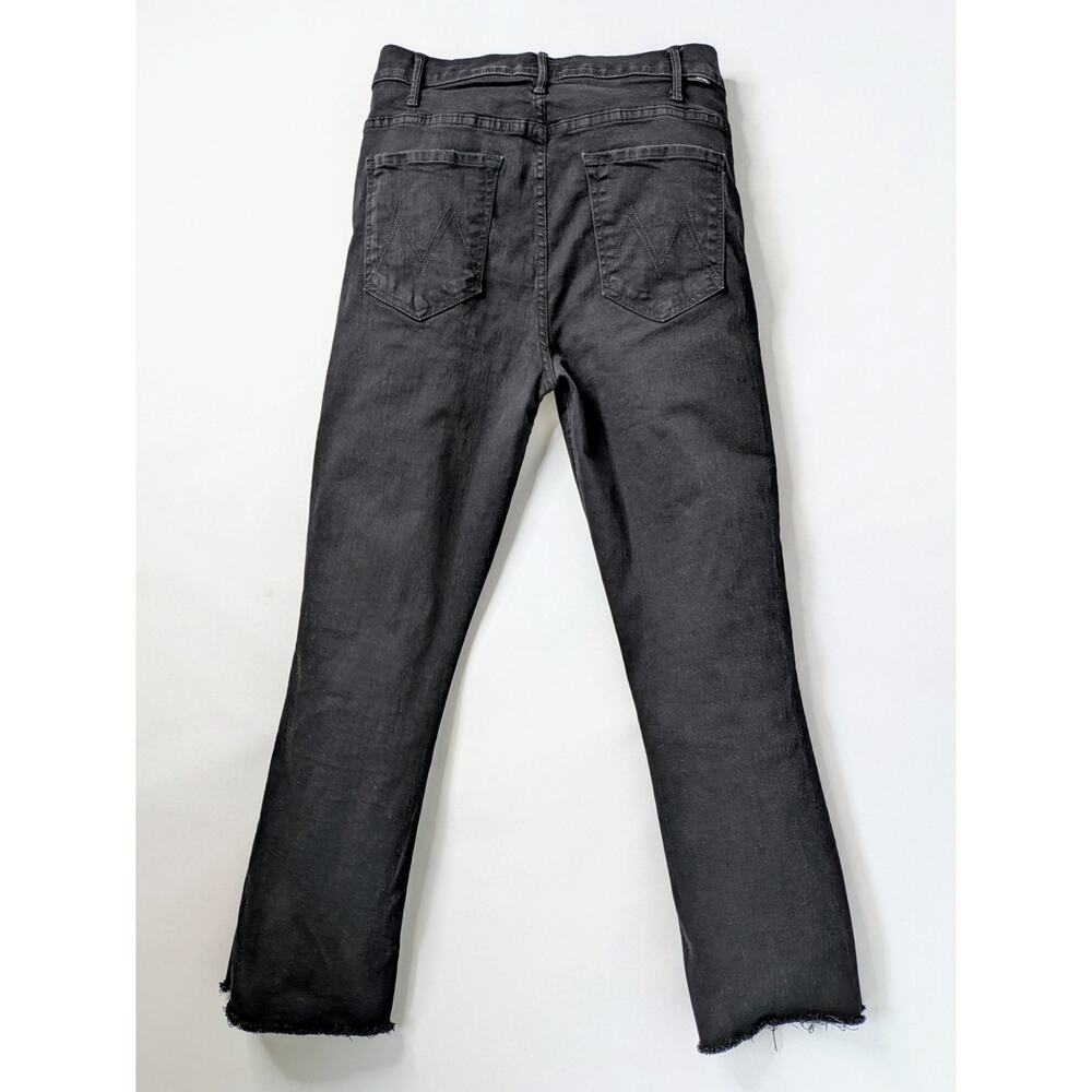 MOTHER Hustler Ankle Fray Jeans 30 Black High Rise Crop Raw Hem Not Guilty - Picture 15 of 15